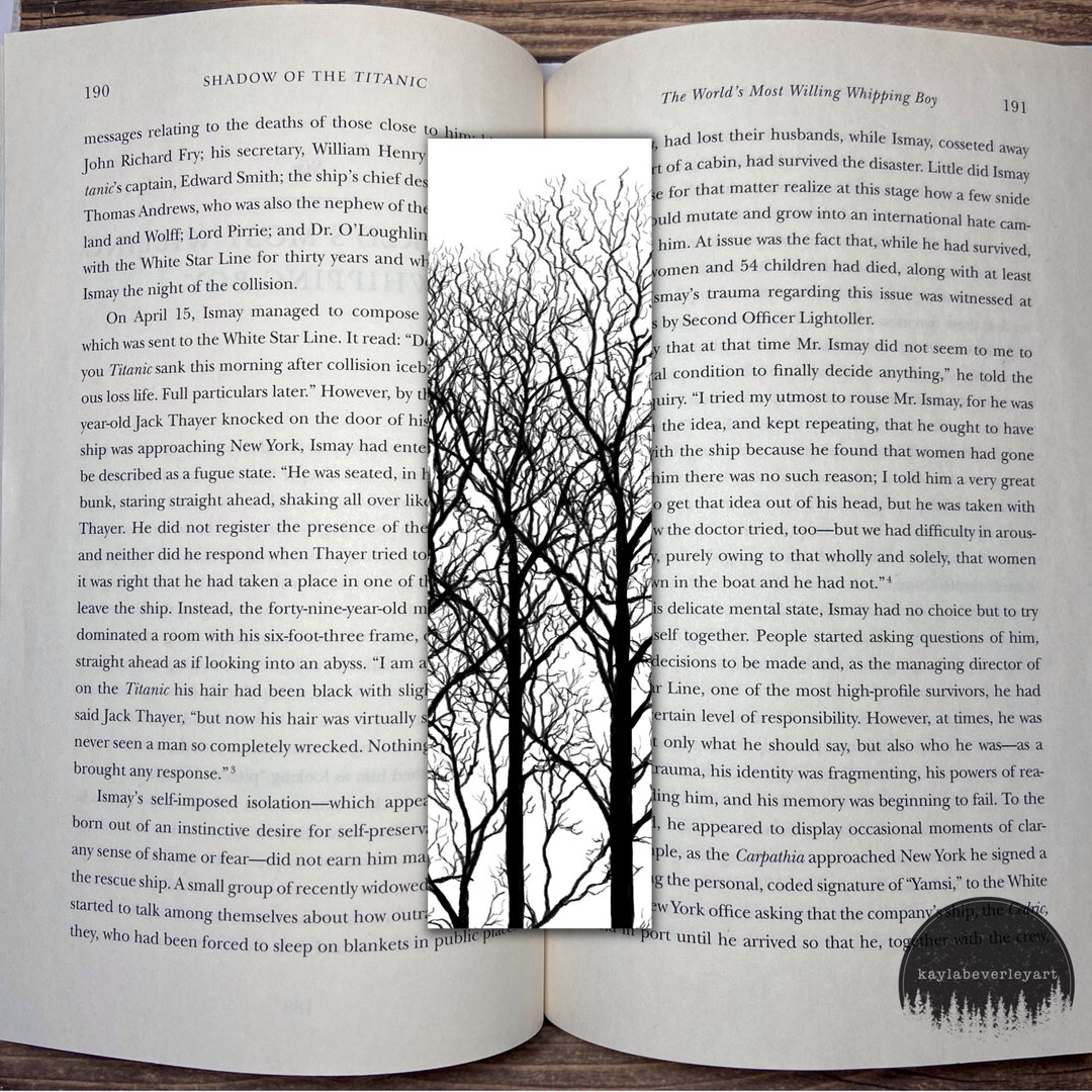 Tree Ruler Bookmrk Black and White Trees Bookmark - Etsy