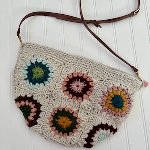 Handmade crochet crossbody bag , granny square purse