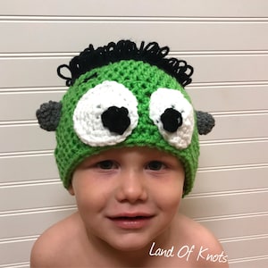 Crochet Frankenstein Hat: Halloween Costume Yarn Wig