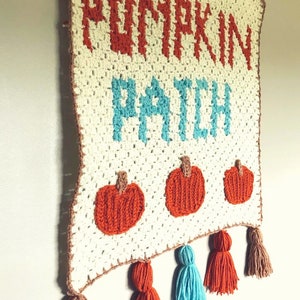 Crochet Fall wall hanging PDF Pattern and c2c graph