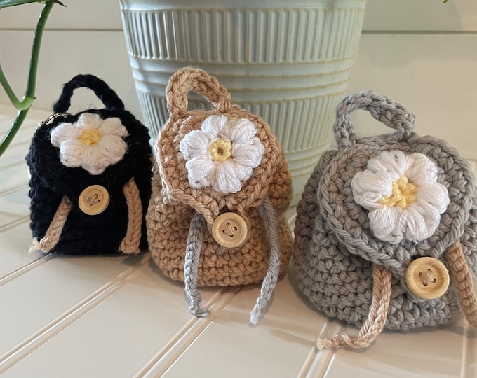 Crochet mini backpack keychain, air pod case, earbud case