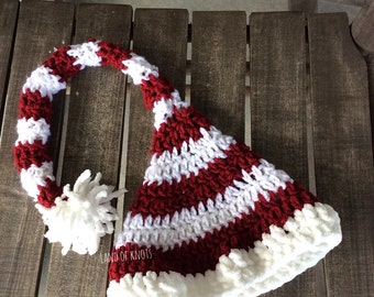 Crochet elf hat , striped elf hat, crochet pixie hat, Baby elf Hat, Newborn Santa Hat, Toddler santa Hat, Handmade