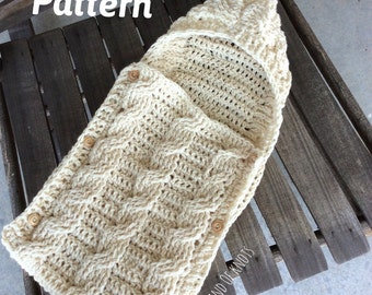 PATTERN, crochet swaddle pattern, cable crochet pattern, crochet infant swaddle pattern, baby cocoon pattern, baby swaddle pattern.