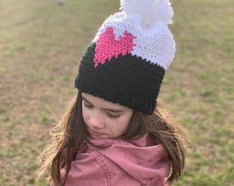 crochet heart beanie, heart beanie, valentine's kids, Valentine's Day, valentine's love, valentine's gift, adult crochet beanie.