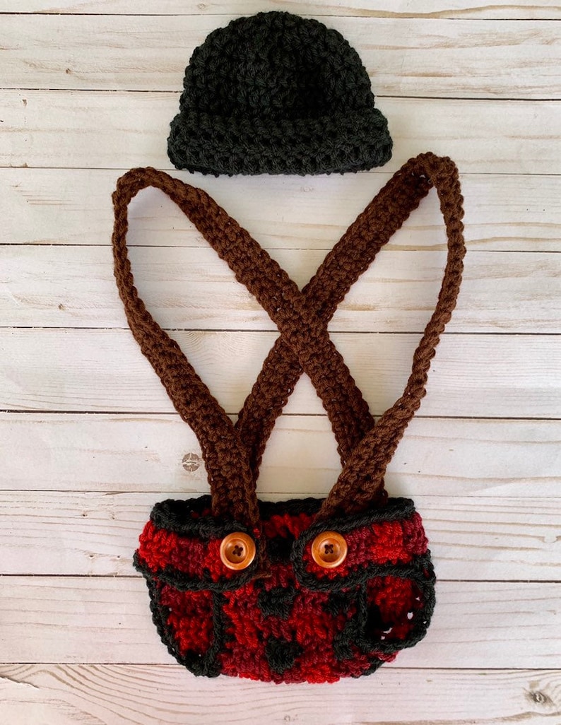 Crochet Lumberjack Outfit Lunberjack Hat Crochet Plaid Hat Etsy