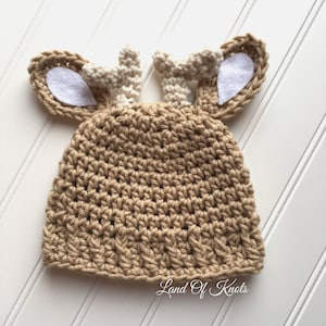Newborn deer antler hat, crochet baby hat, deer antler hat, deer antler beanie, baby girl deer  hat, baby crochet hat, newborn crochet hat.