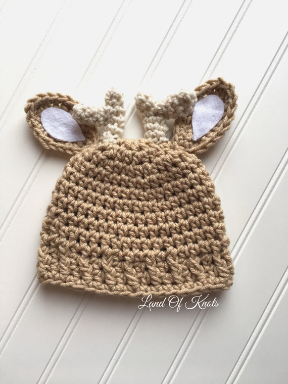 Daddy/'s Little Deer Hunter Crochet Hat with Antlers PDF Pattern Newborn 3-6 Months Baby Baby Deer Antler Hat Crochet Pattern