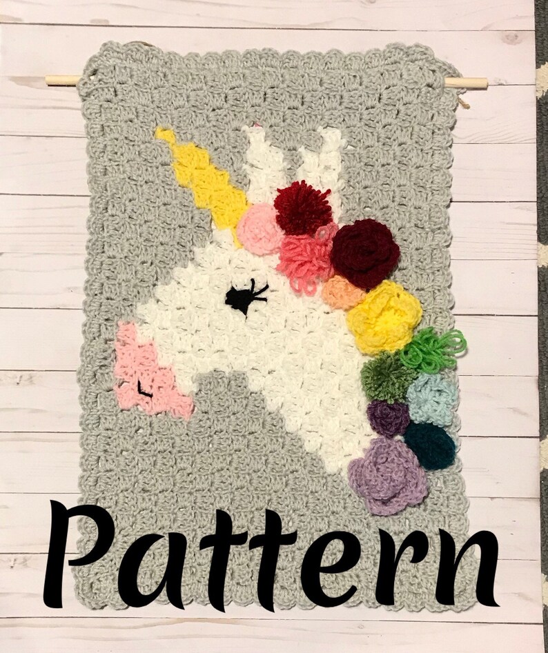 PATTERN Crochet Unicorn Wall Hanging Pattern Unicorn C2c Etsy