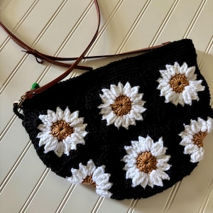 Handmade crochet crossbody bag , granny square purse