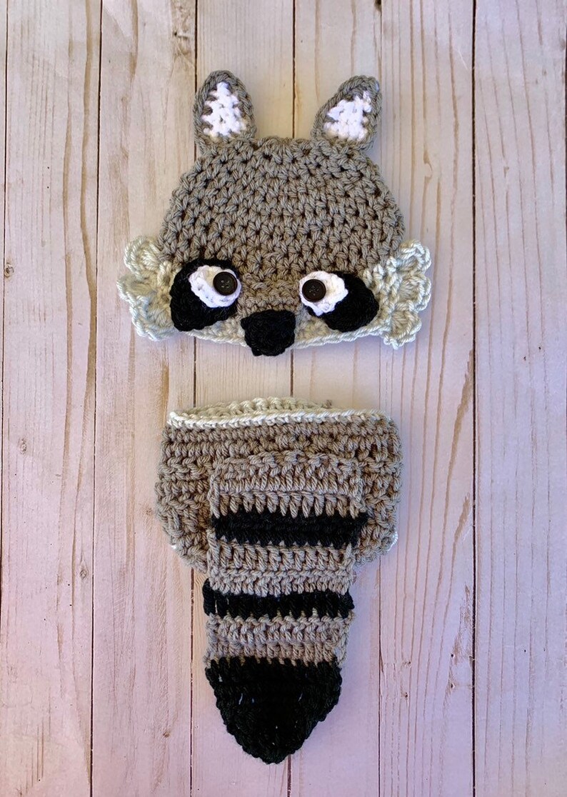 Crochet raccoon newborn outfit crochet racoon racoon hat Etsy