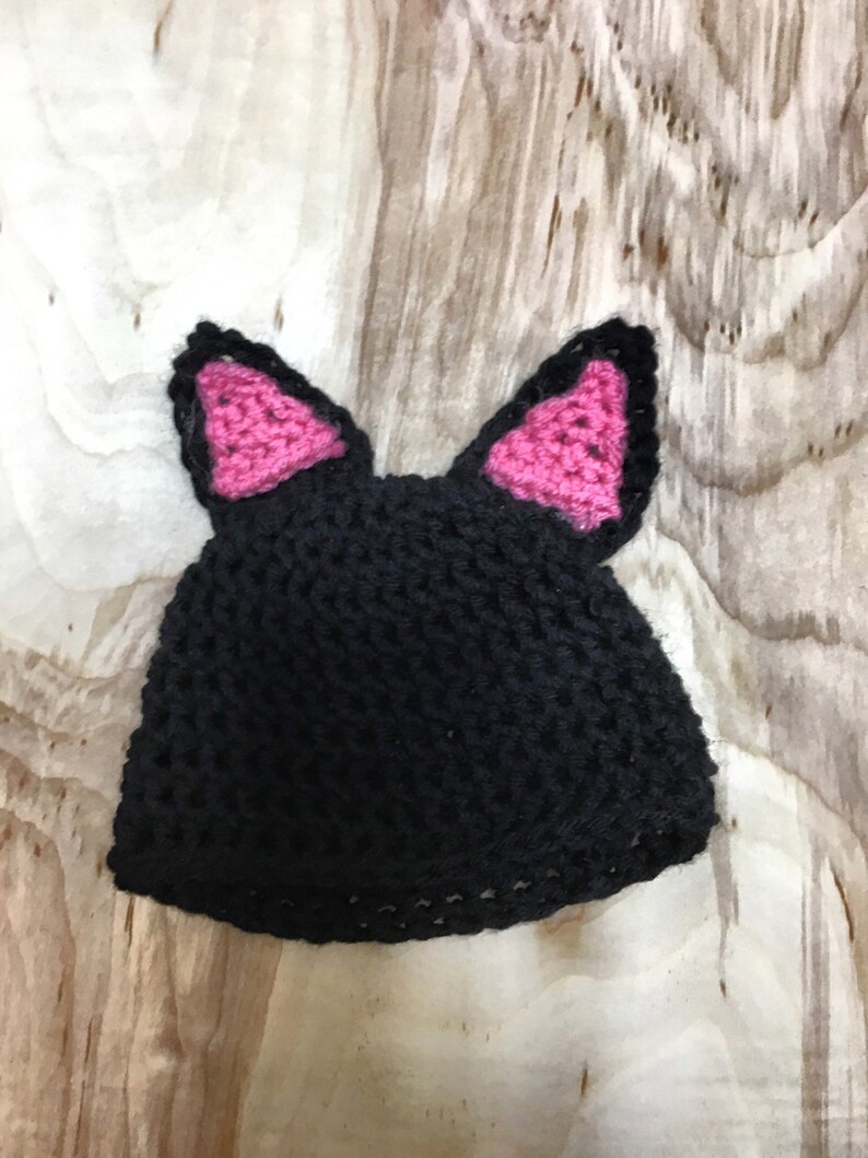 Crochet Cat Outfit Newborn Cat Swaddle Black Cat Hat Etsy