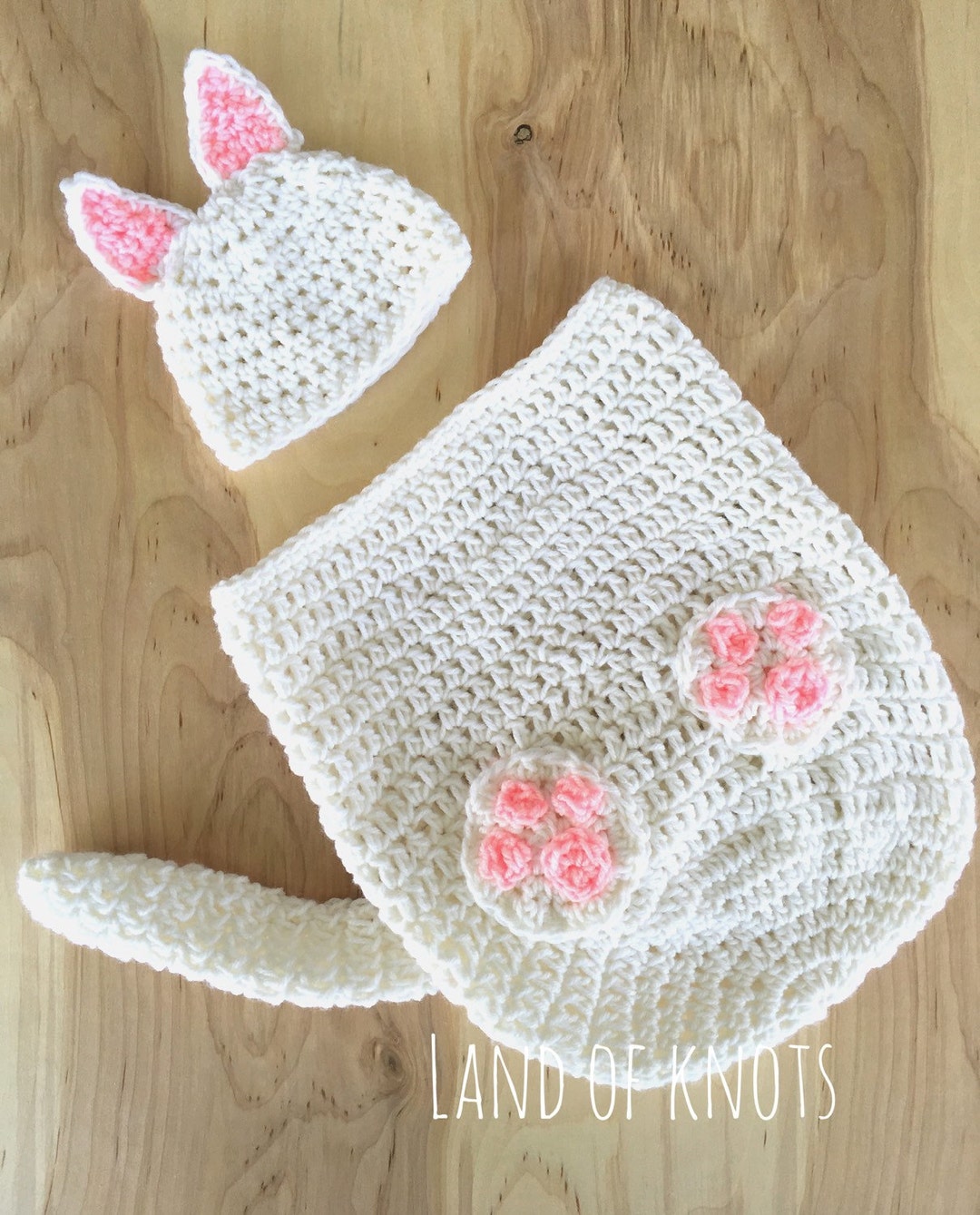 Crochet Cat Outfit Newborn Cat Swaddle White Cat Hat Etsy