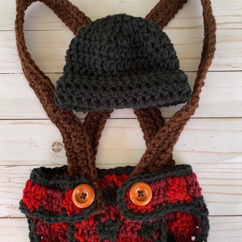 Crochet Lumberjack Outfit Lunberjack Hat Crochet Plaid Hat Etsy