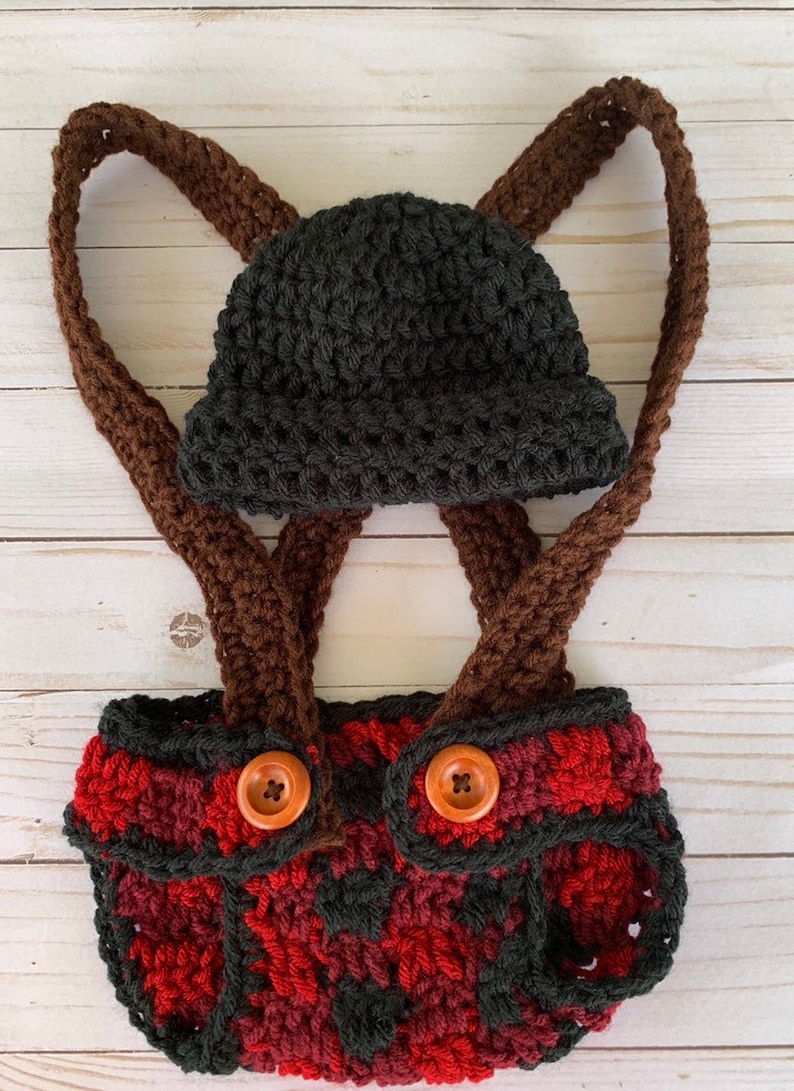 Crochet Lumberjack Outfit Lunberjack Hat Crochet Plaid Hat Etsy