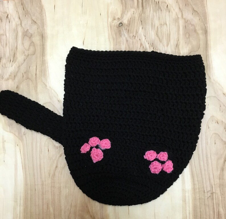 Crochet Cat Outfit Newborn Cat Swaddle Black Cat Hat Etsy