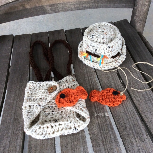 Crochet fisherman newborn outfit, baby fisherman outfit, fisherman's outfit, baby fishermans photo prop, newborn crochet outfit.