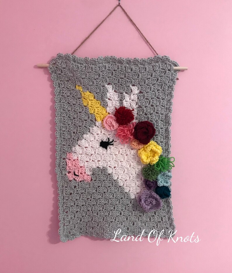 PATTERN Crochet Unicorn Wall Hanging Pattern Unicorn C2c Etsy