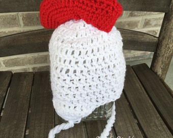 crochet chicken hat, crochet rooster hat, chicken hat, baby chicken hat, toddler chicken hat, baby rooster hat, kids chicken hat.