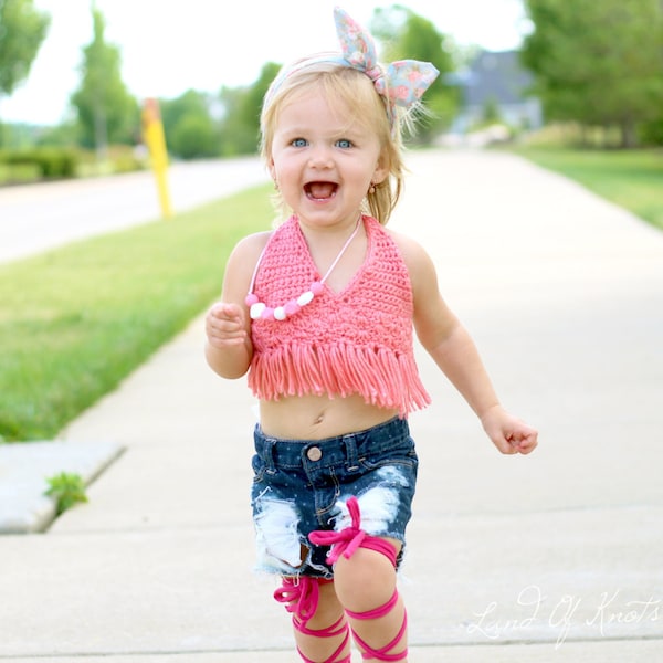 Crochet toddler crop top, toddler crop top, baby girl crochet top, toddler top with fringe, crochet crop top.