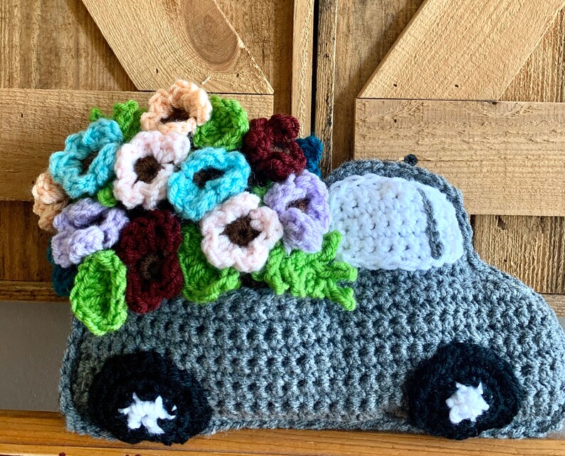 Crochet Flower Truck Pillow PATTERN