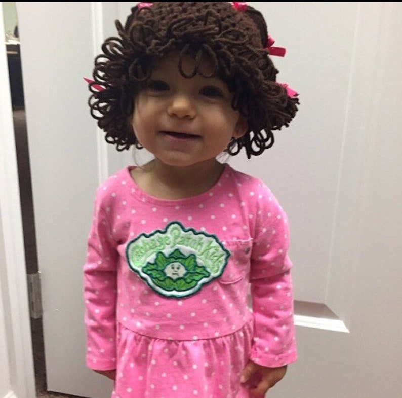 Crochet cabbage patch wig, brown cabbage patch wig, cabbage patch hat, cabbage patch costume, baby yarn wig, image 6