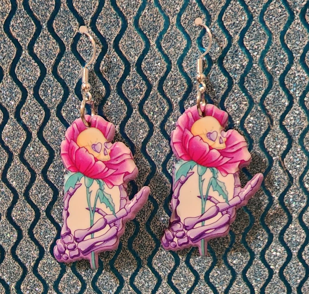 Love Death and Flowers Pastel Goth Earrings Etsy
