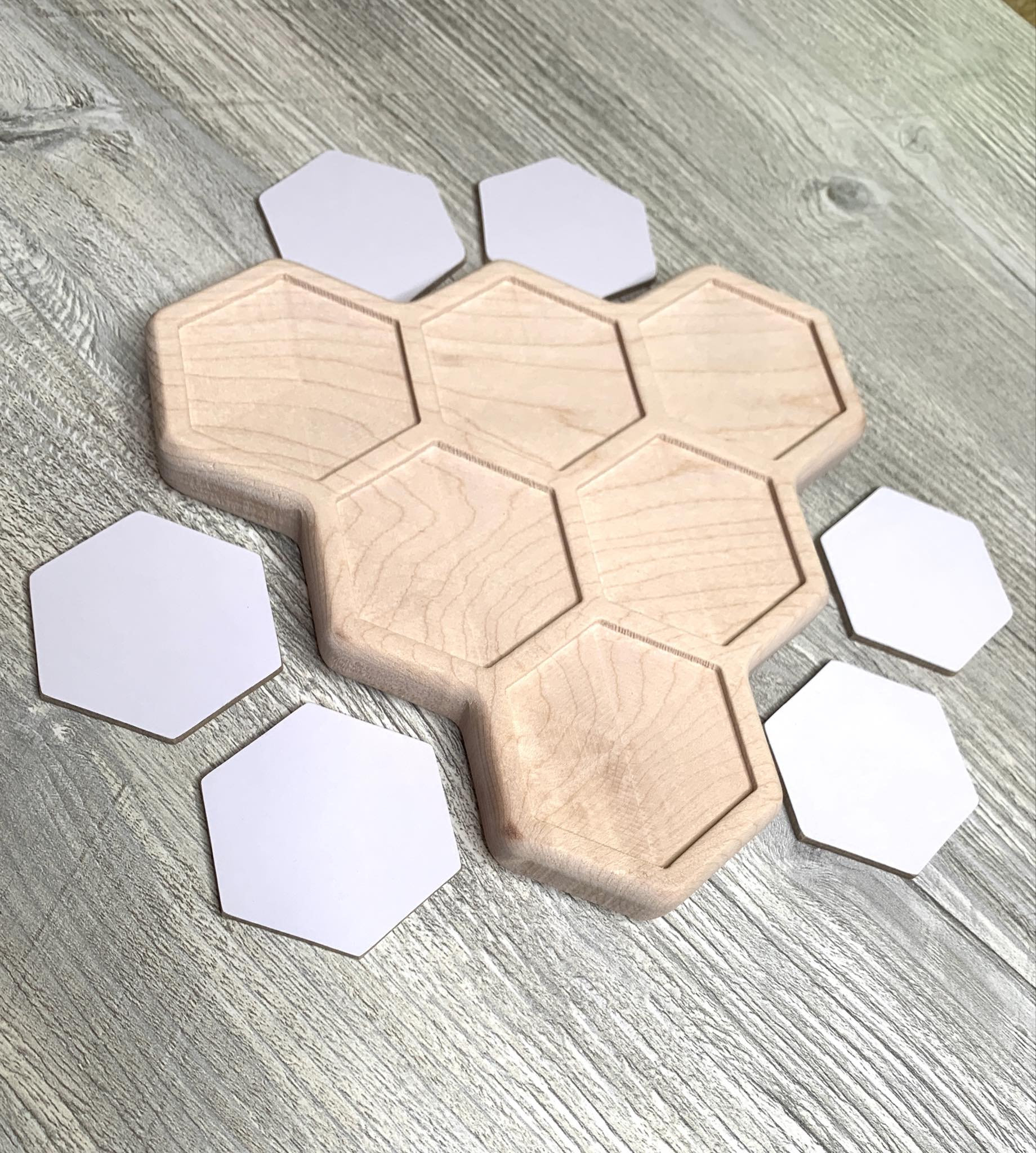 honeycomb math activity, wooden montessori math board, addition activity, homeschool math material, sensoryplay dry erase math board