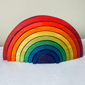 Rainbow stacker, puzzle, wooden rainbow puzzle, wooden toy, waldorf inspired, 2.75 thick, large rainbow stacker, image 7
