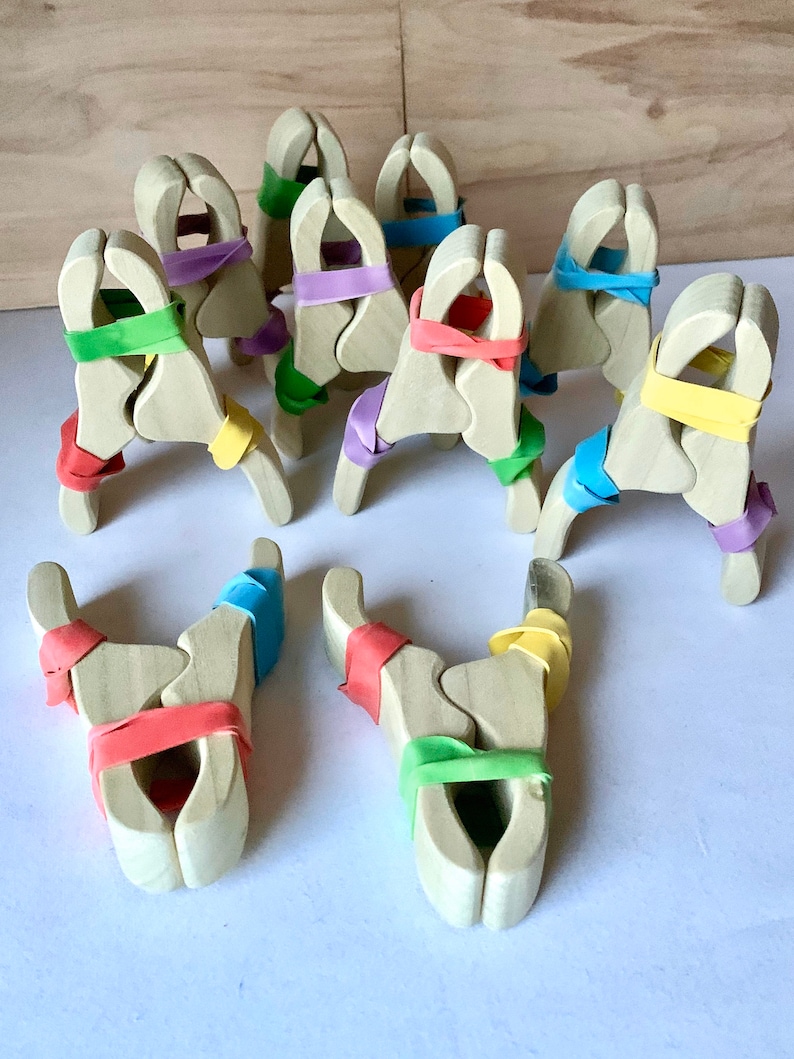 wooden clips clothes pin wood clip waldorf accessory Set of 5 Play clips play clip clip for playstand clips for playstands