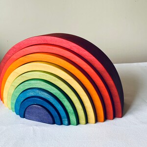 Rainbow stacker, puzzle, wooden rainbow puzzle, wooden toy, waldorf inspired, 2.75 thick, large rainbow stacker, image 3