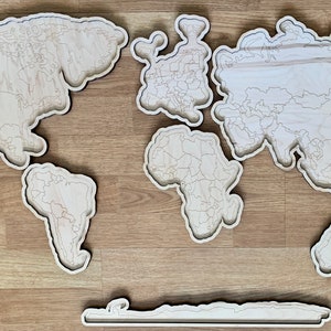 Continents of the world trays, geography educational materials, world map study, interactive montessori map, gift for montessori child All 7 continents