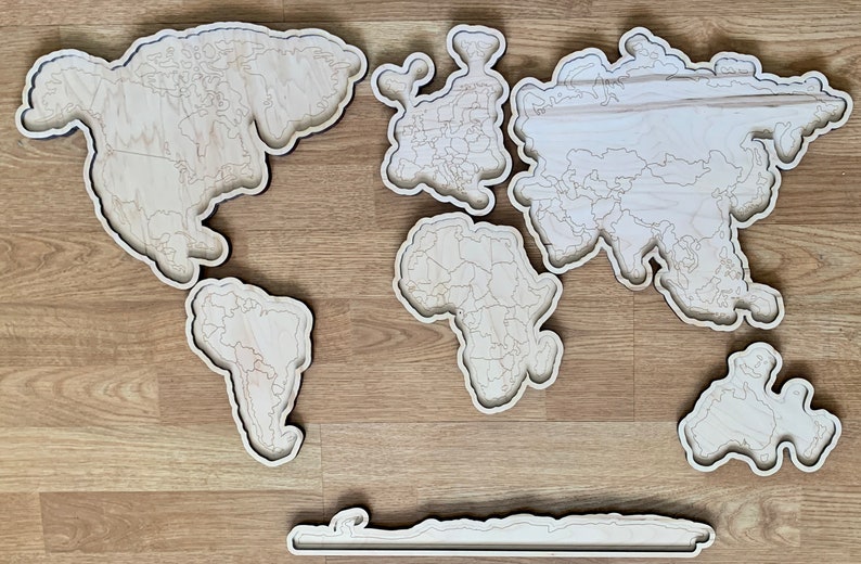 Continents of the world trays, geography educational materials, world map study, interactive montessori map, gift for montessori child All 7 continents