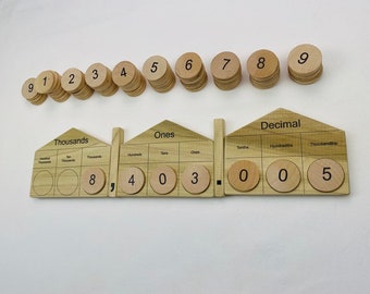 Place value street, place value, math set, numbers set, Montessori materials, Montessori, homeschool math set, decimal board