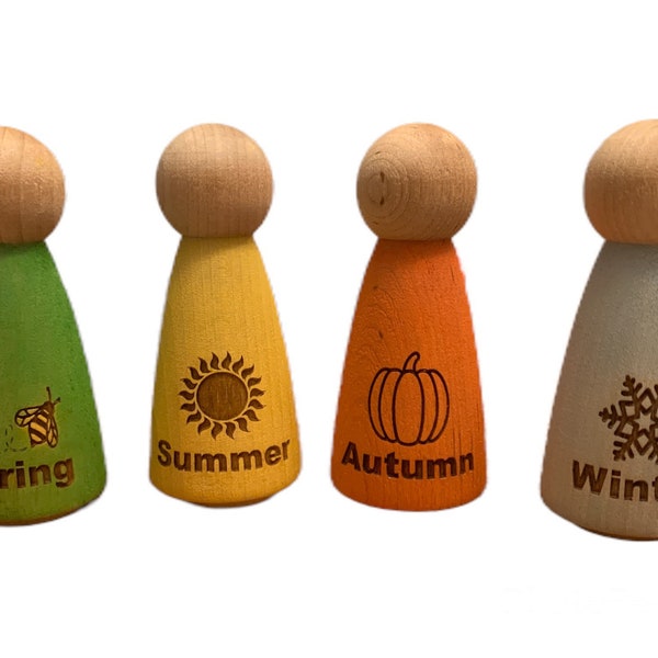 Seasonal natural peg dolls, peg people, weather pegs, seasons, Waldorf