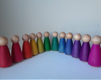 Rainbow peg dolls, wooden pegs, rainbow pegs, peg dolls