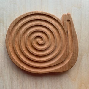 Snail finger tracing board. Finger labyrinth, wooden sensory activity, wooden finger labyrinth, tracing activity, hand eye coordination tool