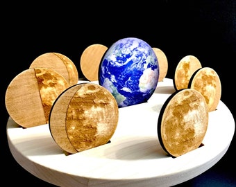 Moon phase calendar, phases of the moon, interactive moon board, educational moon set, gift for space lover, homeschool moon educational set