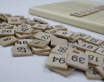 Number tiles, Counting squares, wooden numbers, 1-100, learn to count, counting tools, homeschool learning, montessori numbers, Wooden toy