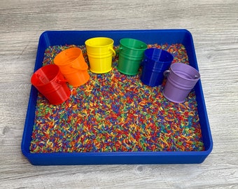 Rainbow bucket sensory play Scoop fill pour set, color sorting set, montesori scooping activity, fine motor skills set, rainbow color toy