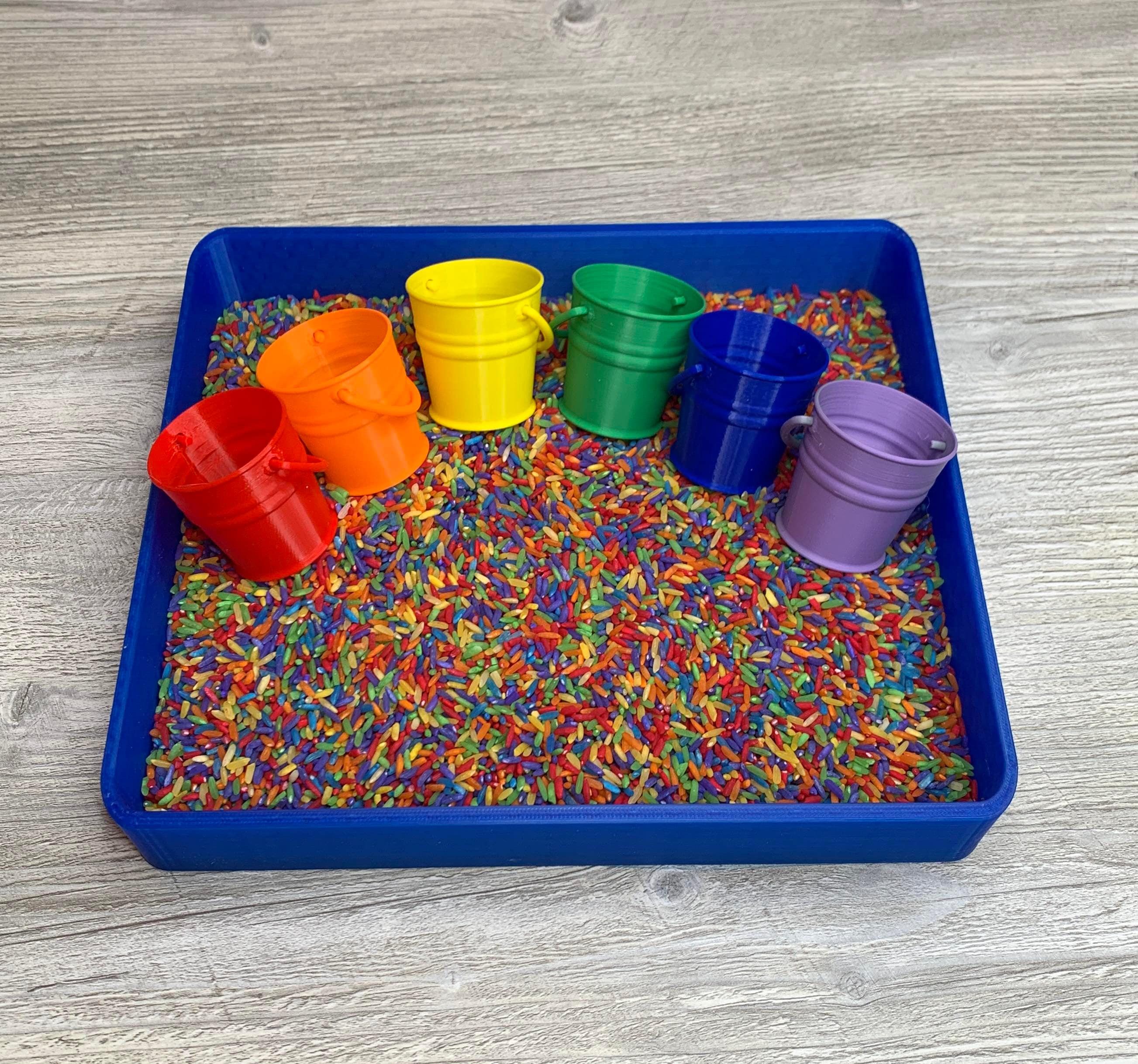 Rainbow bucket sensory play Scoop fill pour set, color sorting set, montesori scooping activity, fine motor skills set, rainbow color toy