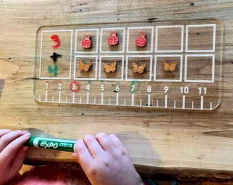 Dry erase 10 frame and ruler set manipulatives included, acrylic 10 board, educational math material, arithmatic addition subtraction board