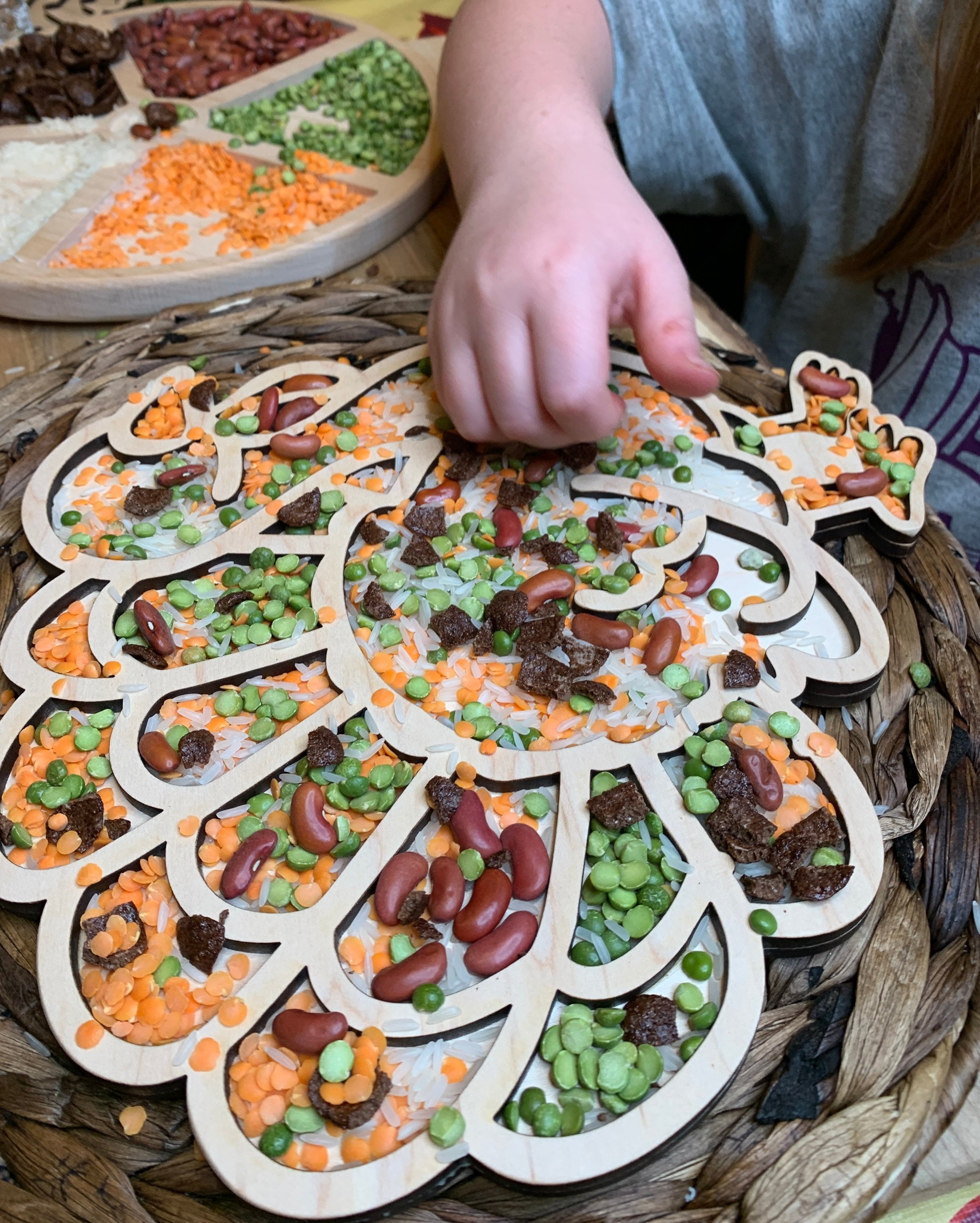 Laser cut turkey sensory tray, sensory play tray, loose parts tray, thanksgiving centerpiece fall decoration, holiday play SensoryPlay tray