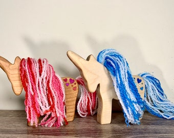 Unicorn, baby unicorn, mini unicorns, wooden unicorn, unicorn horn, hand carved unicorn, magic horse, magic, waldorf inspired, wooden toys