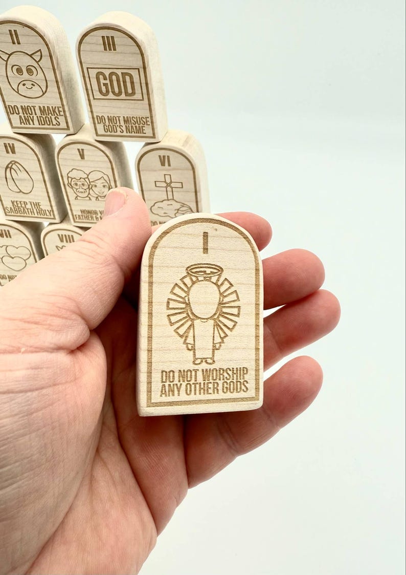 Wooden 10 Commandments Blocks | Christian Montessori Toy | Bible ...