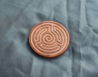 Pocket Labyrinth, Labyrinth Medallion, Labyrinth, Zen Labyrinth, Small Labyrinth, Labyrinth Coin, Wood labyrinth, Free Shipping