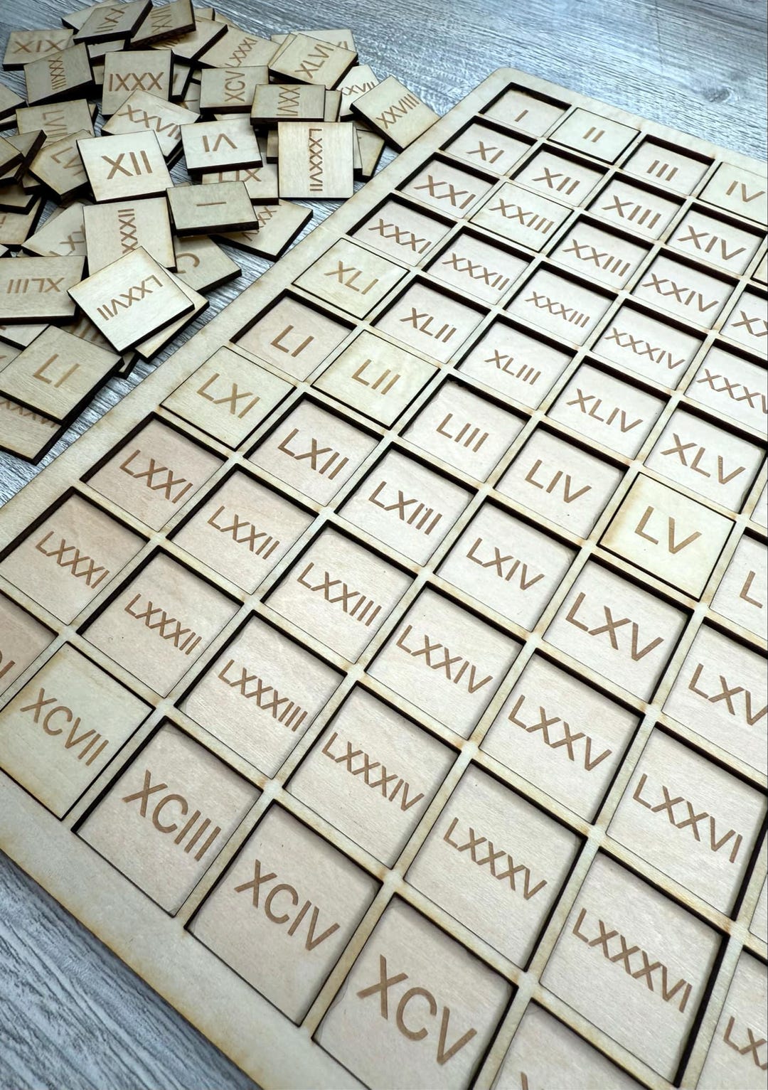 Montessori Math 100 Board Roman Numeral Set, Wooden Multiplication ...