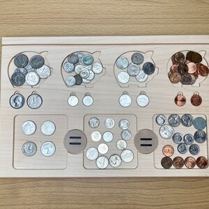 Money board, wooden math board, educational materials, wooden money board, image 2