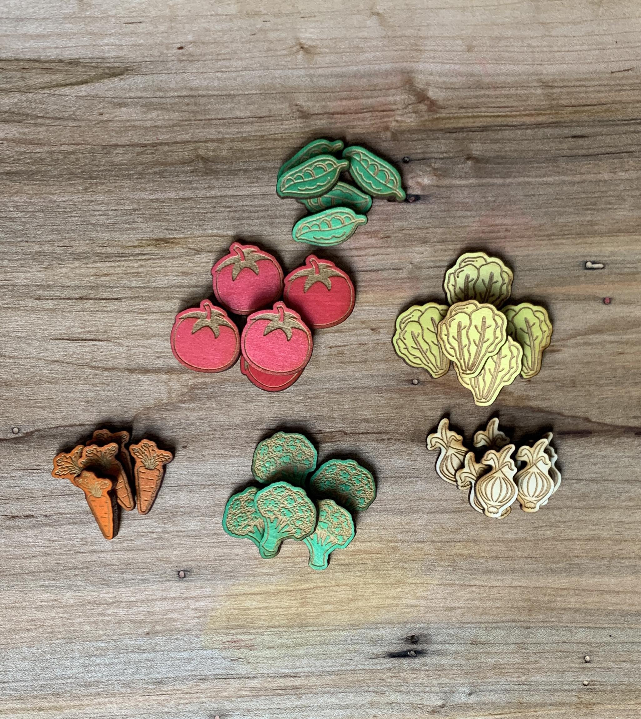 Vegetable Math Counters 100 Wooden Veggie Counters, Garden Vegetables Math Manipulatives, Mix ...