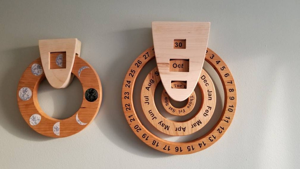 Calendario perpetuo calendario de madera calendario de fase | Etsy