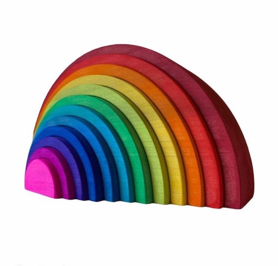 Jouets arc-en-ciel en bois - Grand - 7 couleurs - Jouets à partir de 1 an